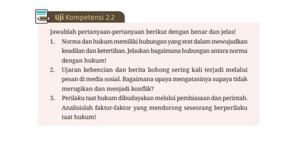 Soal PKN kelas 10 SMA kurikulum merdeka uji kompetensi 2.2. Simak pembahasan kunci jawaban uji kompetensi 2.2 PKN kelas 10 SMA kurikulum merdeka.