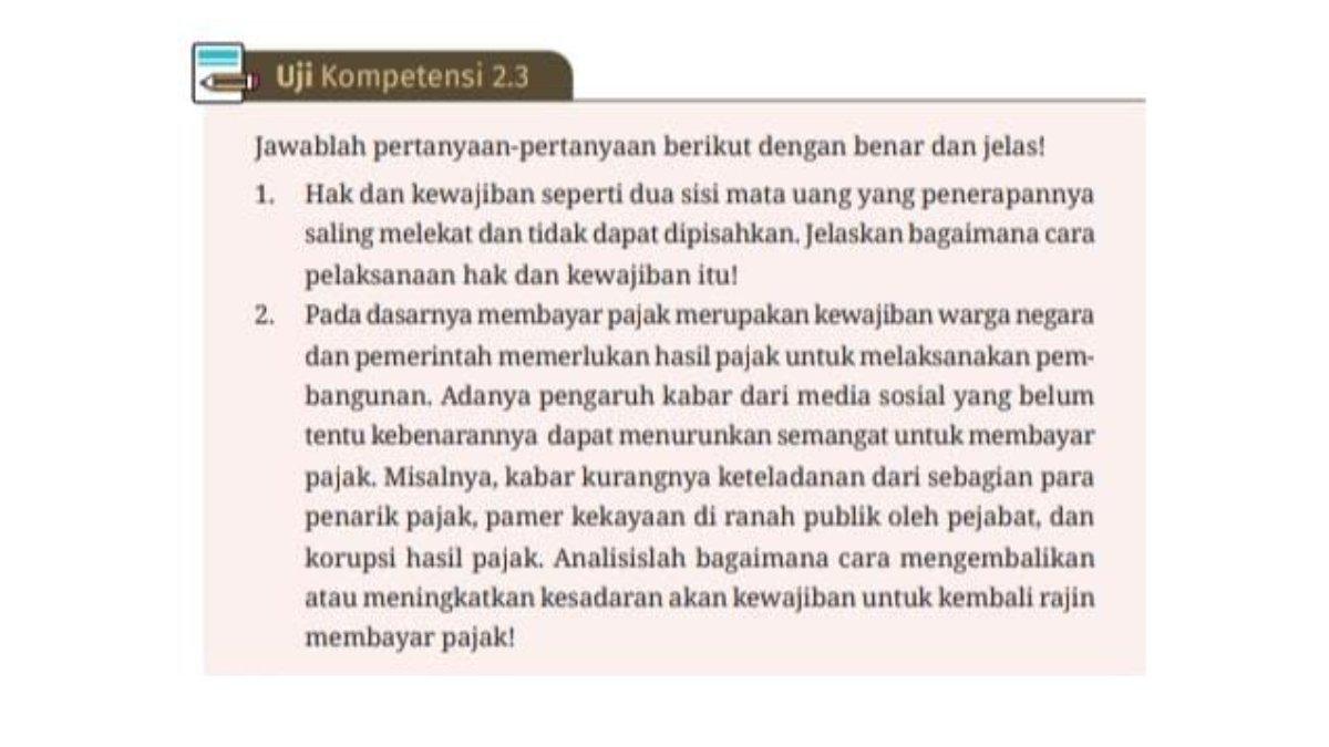 Soal PKN kelas 10 SMA kurikulum merdeka uji kompetensi 2.3. Simak pembahasan kunci jawaban uji kompetensi 2.3 PKN kelas 10 SMA kurikulum merdeka.