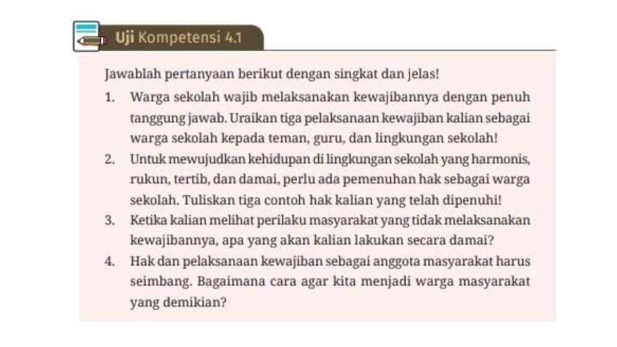 Soal PKN kelas 10 SMA kurikulum merdeka uji kompetensi 4.1. Simak pembahasan kunci jawaban uji kompetensi 4.1 PKN kelas 10 SMA kurikulum merdeka.