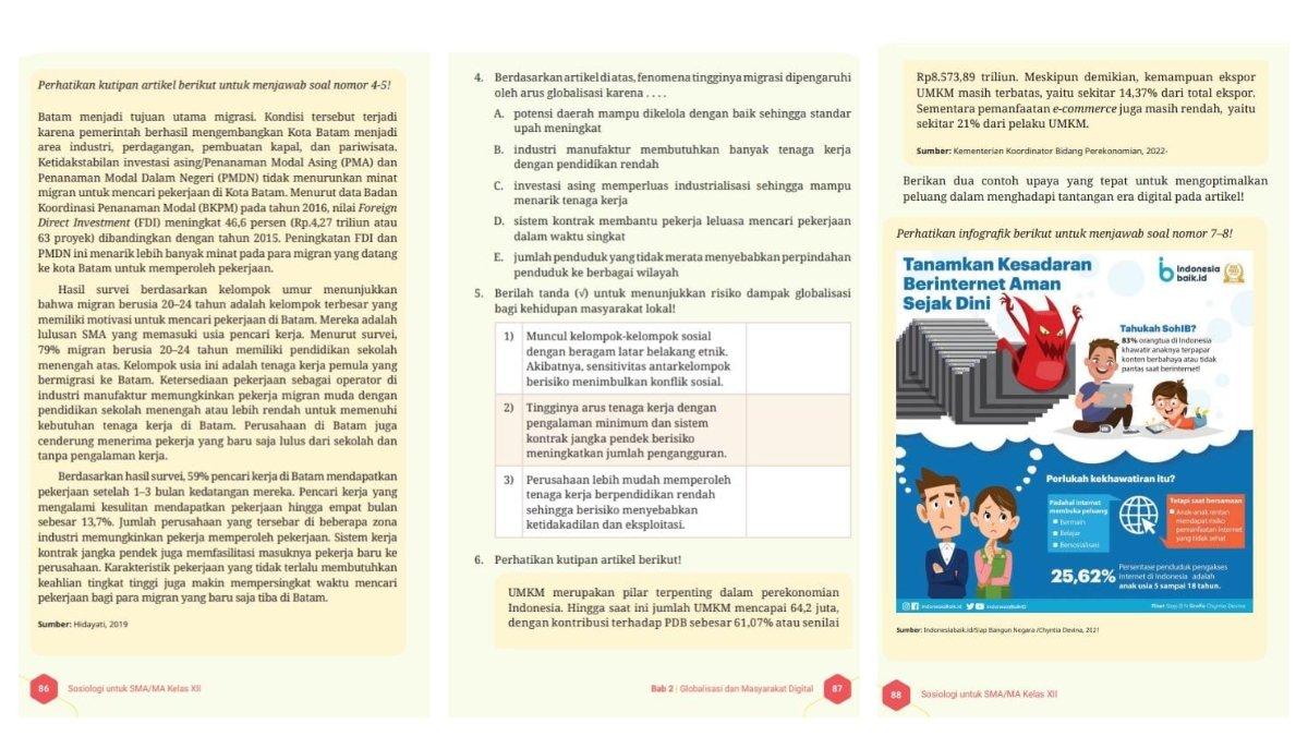 Soal Sosiologi kelas 12 SMA kurikulum merdeka uji asesmen bab 2 halaman 86 hingga 88. Simak pembahasan kunci jawaban asesmen bab 2 Sosiologi kelas 12 SMA kurikulum merdeka.