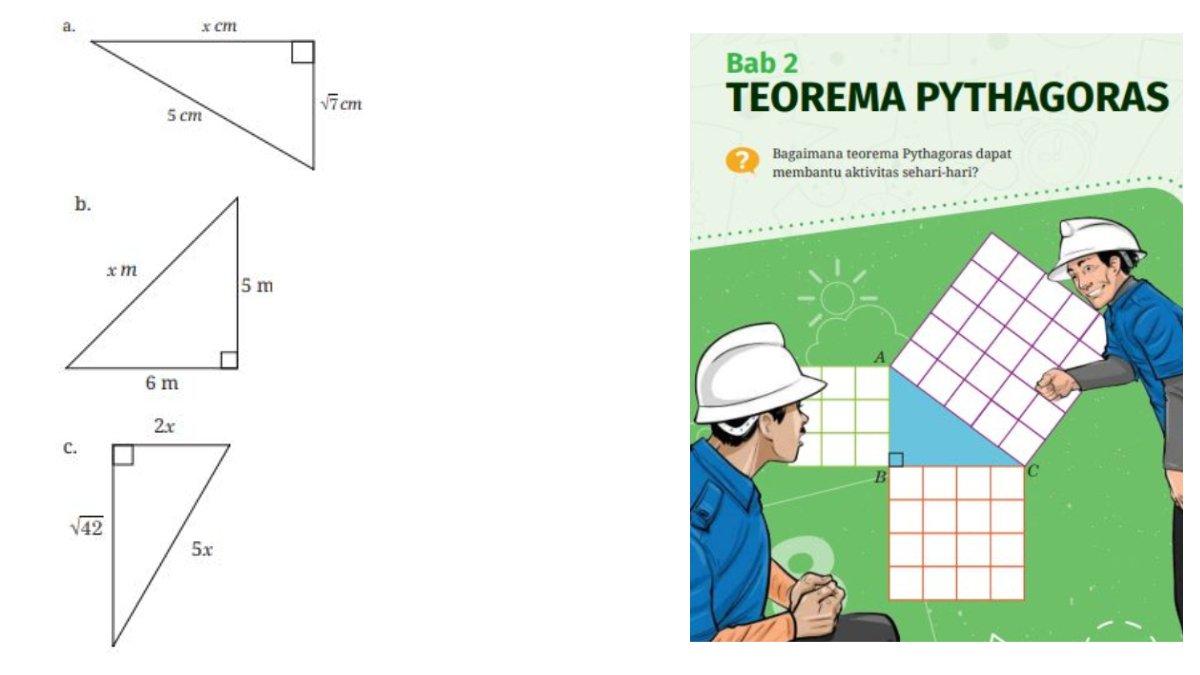 Soal Uraian Nomor 1 Halaman 94 berupa gambar segitiga yang terdapat pada Buku Matematika kelas 8 SMP Kurikulum Merdeka.
