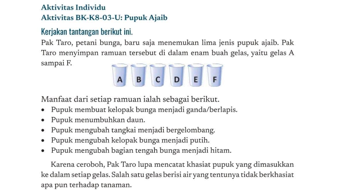 Soal Informatika kelas 8 Kurikulum Merdeka Bab 2 halaman 28.