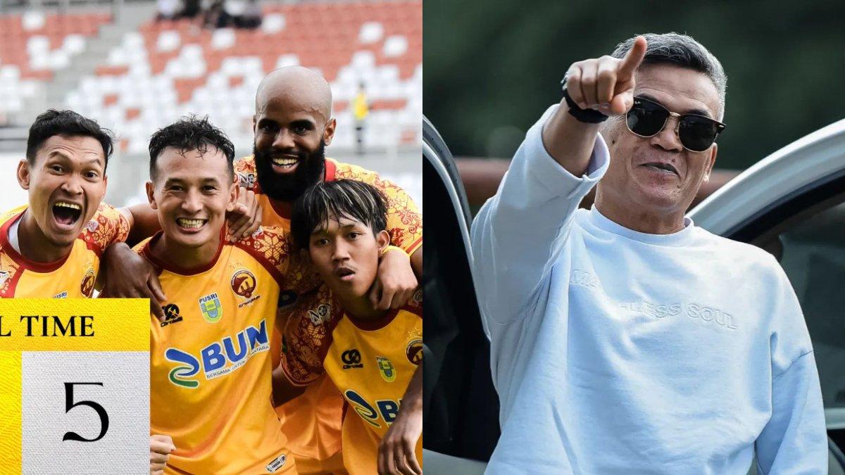 Kolase foto selebrasi Sriwijaya FC saat memenangi laga melawan Persikabo 1973 di Liga 2 2024 (kiri) dan pelatih baru Laskar Wong Kito, Hendri Susilo (kanan).