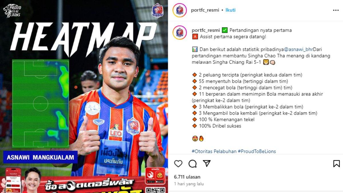 Berikut statistik Asnawi Mangkualam saat berhasil cetak assist dalam laga Port FC kontra Chiangrai United di pekan kedua Liga Thailand 2024/2025.