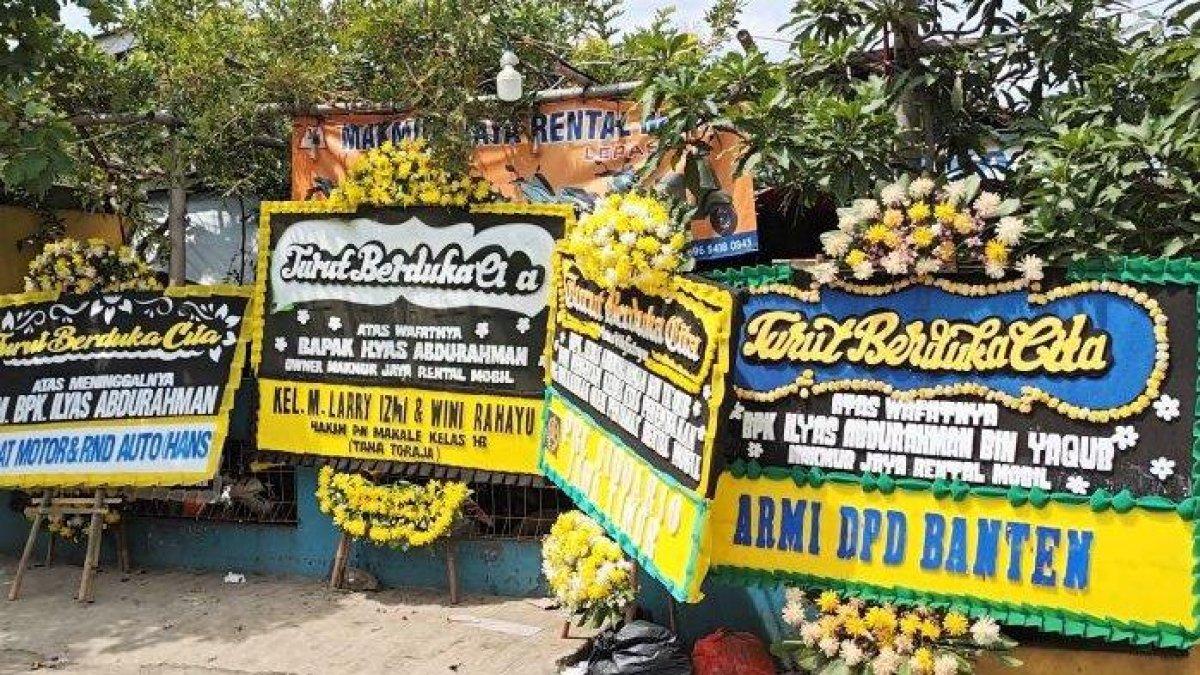 Suasana di depan rumah duka Ilyas Abdurahman korban tewas ditembak oknum prajurit TNI AL, Rajeg, Kabupaten Tangerang, Banten.