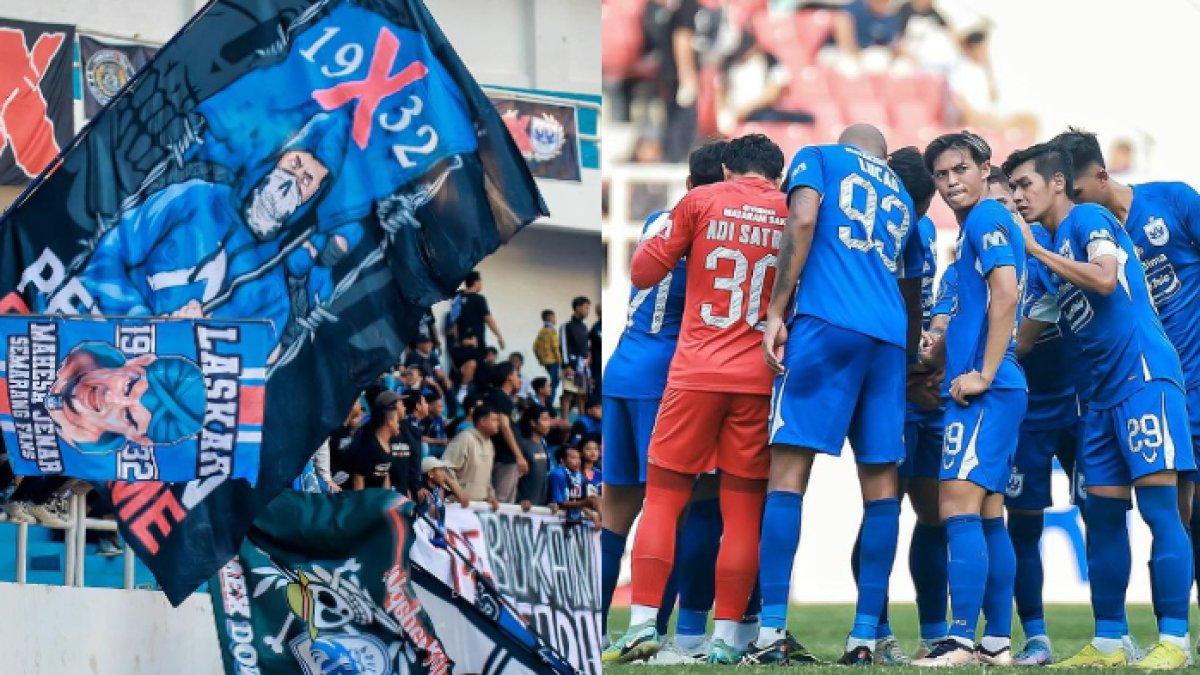 Suporter PSIS Semarang (kiri) dan PSIS Semarang (kanan).