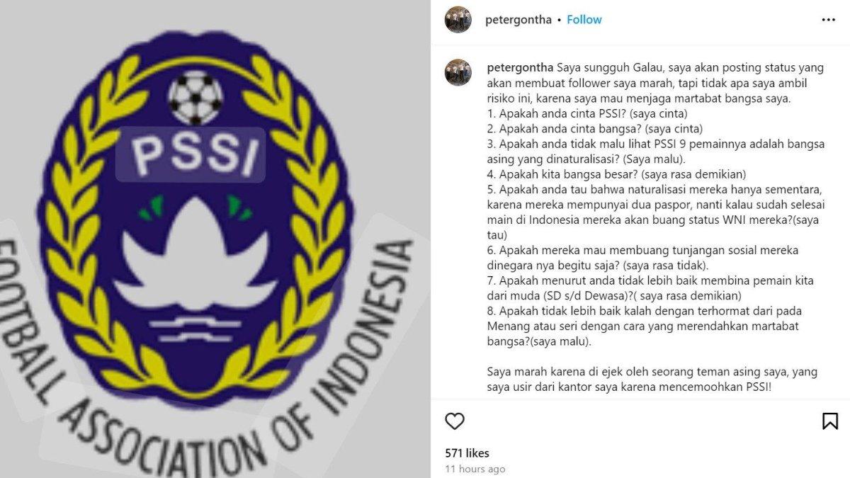 Berikut tangkap layar unggahan kontroversial eks Dubes RI untuk Polandia, Peter Gontha.