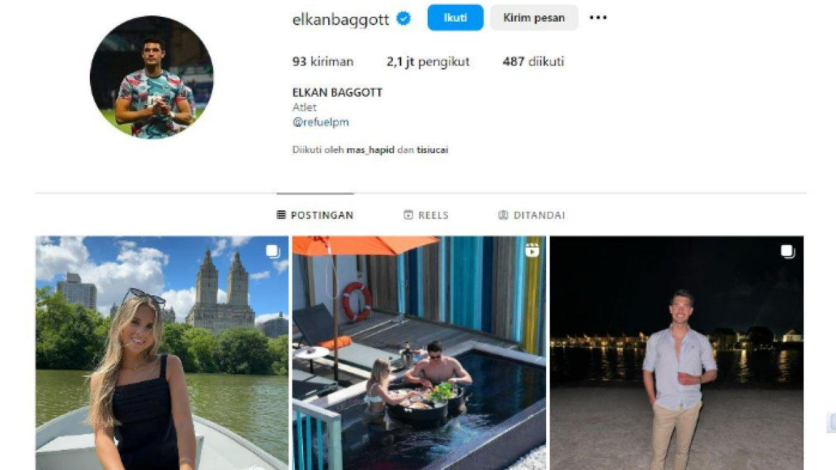 Tangkap layar profil Instagram Elkan Baggott sehari setelah Timnas Indonesia lolos ke ronde 3 Kualifikasi Piala Dunia 2026 Zona Asia, Selasa (12/6/2024).