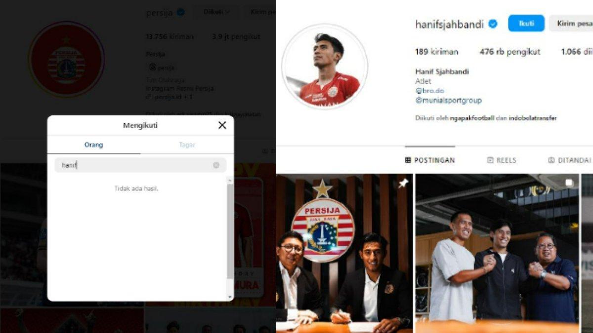 Tangkap layar profil Instagram Persija Jakarta dan Hanif Sjahbandi, Rabu (3/7/2024)