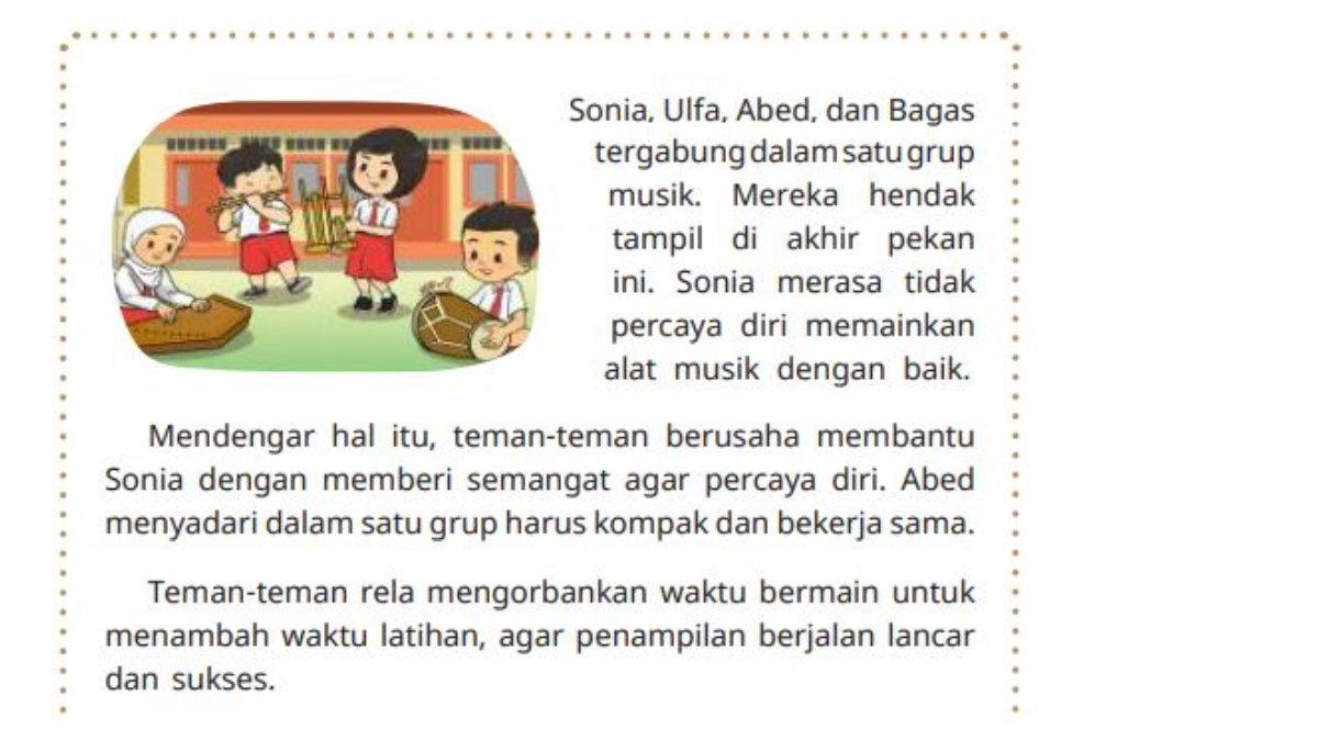 Teks cerita untuk pertanyaan nomor 8-9 halaman 174.