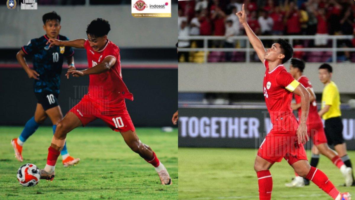 Kolase foto cuplikan laga Timnas Indonesia Vs Laos, Kamis (12/12).