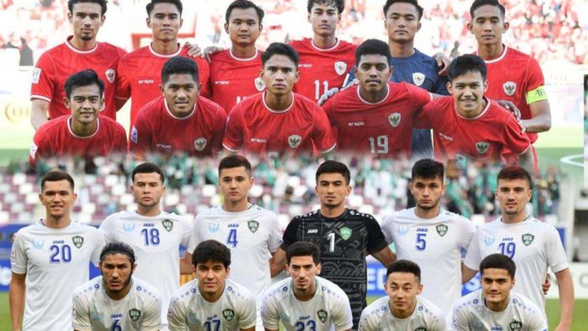 Timnas U-23 Indonesia vs Uzbekistan dalam laga semifinal Piala Asia U-23 2024 di Stadion Abdullah bin Khalifa, Doha, Senin (29/4/2024).