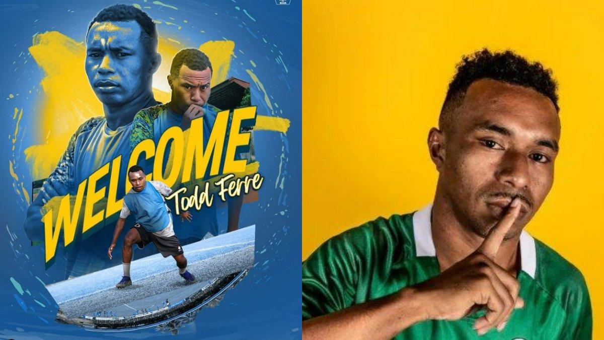 Todd Ferre saat diperkenalkan PSBS Biak (kiri) dan Todd Ferre saat masih berseragam PSS Sleman (kanan).