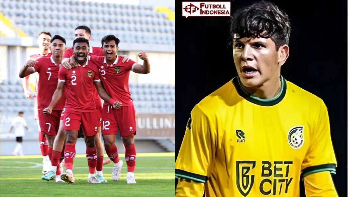 Selebrasi gol Timnas Indonesia (kiri) dan Tristan Schenkuizen (kanan).