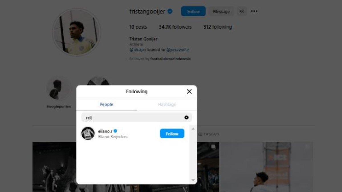 Tristan Gooijer follow Instagram bintang yang dicampakkan Shin Tae-yong di Timnas Indonesia, Eliano Reijnders.