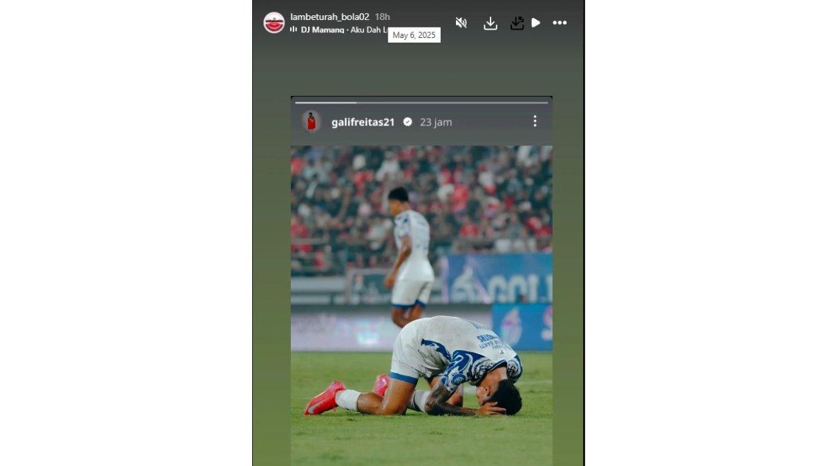PSIS SEMARANG - Unggahan ambigu winger asing PSIS Semarang, Gali Freitas yang diposting ulang akun Instagram @lambeturah_bola02, Selasa, 6 Mei 2025.