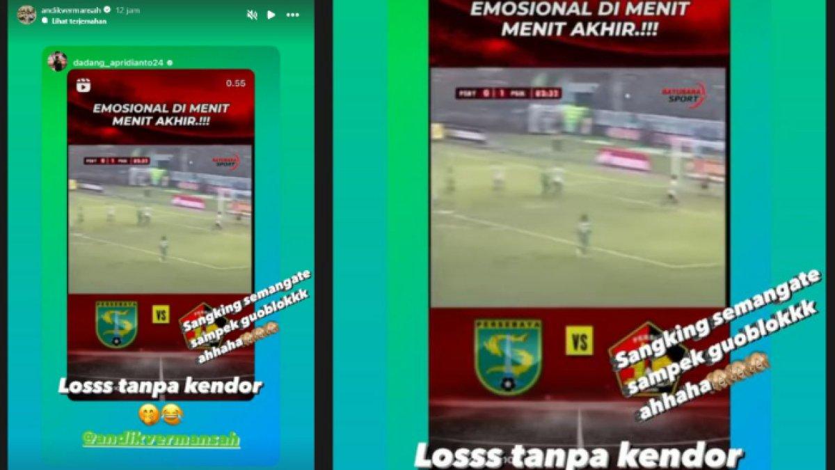 Unggahan story Instagram Andik Vermansyah Selasa (16/7/2024). Andik Vermansyah membagikan momen pertandingan dirinya saat masih berseragam Persebaya Surabaya.