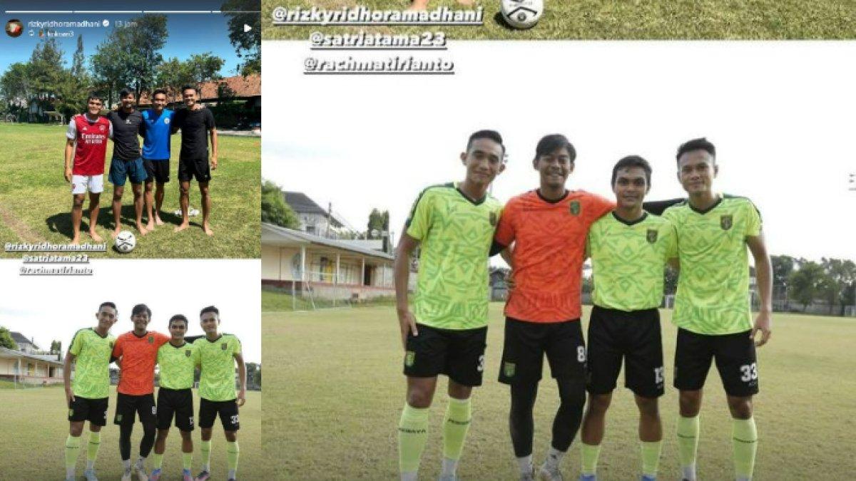 Unggahan story Instagram bek Persija Jakarta dan Timnas Indonesia, Rizky Ridho, Rabu (19/6/2024). Dirinya membagikan momen saat berseragam Persebaya Surabaya.