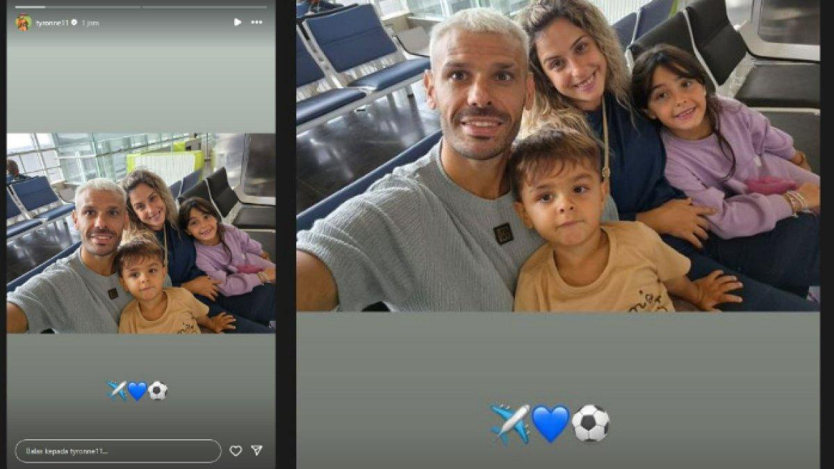 Unggahan story Instagram gelandang Persib Bandung asal Spanyol, Tyronne del Pino, Selasa (16/7/202). Dirinya sedang berada di sebuah bandara untuk melakukan penerbangan ke Indonesia.