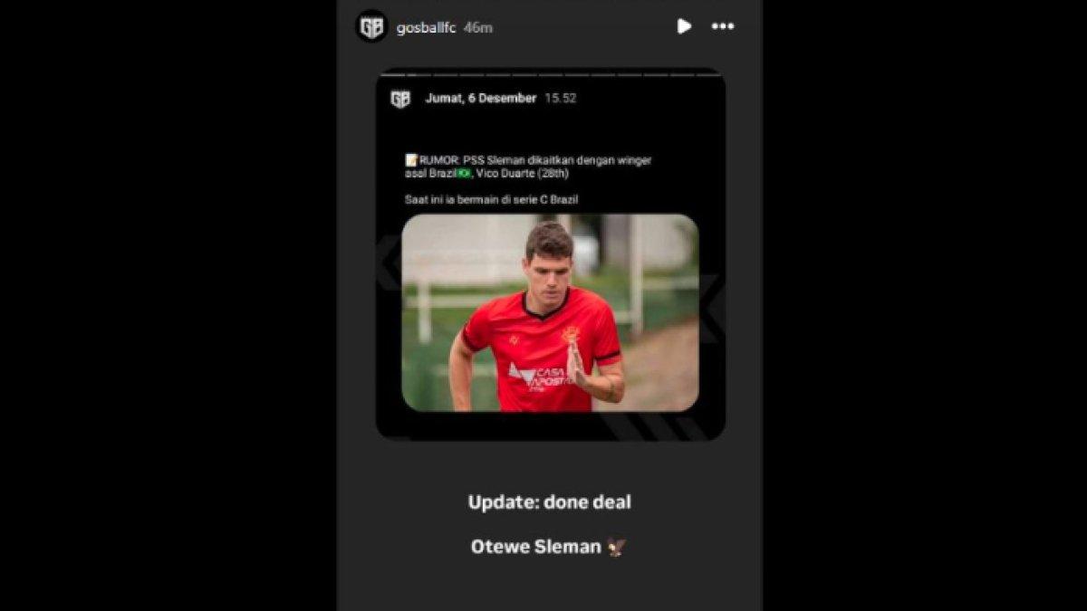 Rumor Vico Duarte yang segera merapat ke PSS Sleman untuk putaran kedua Liga 1 2024, Selasa (17/12).