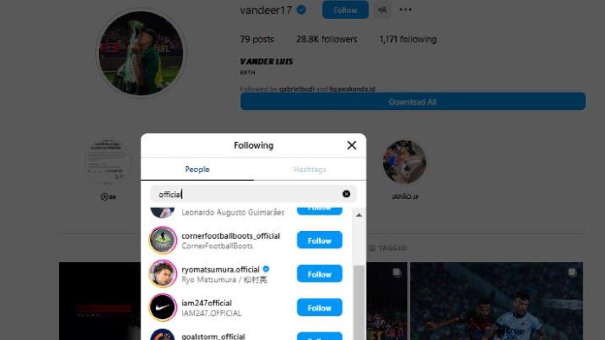 Vander Luis dan Ryo Matsumura sudah saling follow Instagram.
