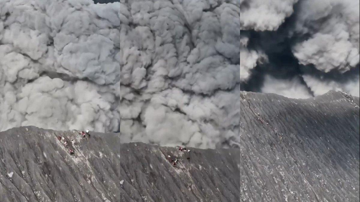 Viral belasan pendaki berlarian saat Gunung Dukono Halmahera meletus, Sabtu (17/8/2024).