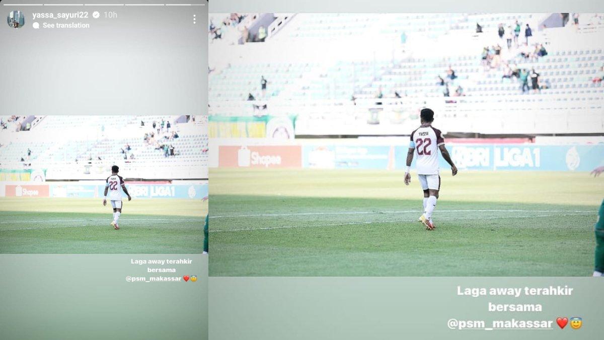 Unggahan dari winger PSM Makassar, yakni Yakob Sayuri yang disinyalir tengah mengirim kode perpisahan di akhir musim 2023/2024 pada Kamis, 25 April 2024 lalu.