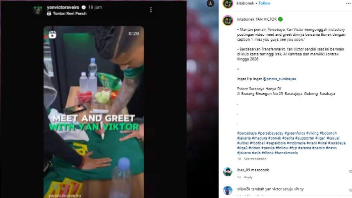 InstaStory mantan bek Persebaya Surabaya, Yan Victor yang blak-blakan rindu dengan Bajul Ijo.