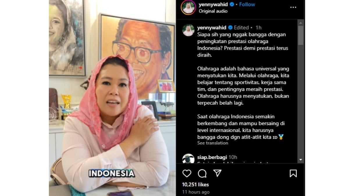 Putri Presiden ke-4 Indonesia, Abdurrahman Wahid atau Gus Dur yakni Yenny Wahid buka suara soal polemik pemain naturalisasi Timnas Indonesia, Jumat (13/9/2024).