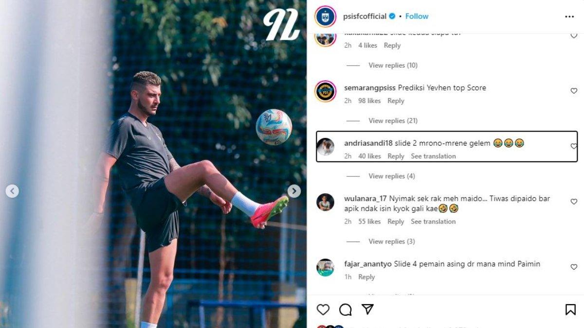 Penampakan striker Ukraina yang turut hadir di seleksi pemain asing PSIS Semarang, yakni Yevhen Bokhashvili tengah mendapat sorotan dari Panser Biru dan Snex.