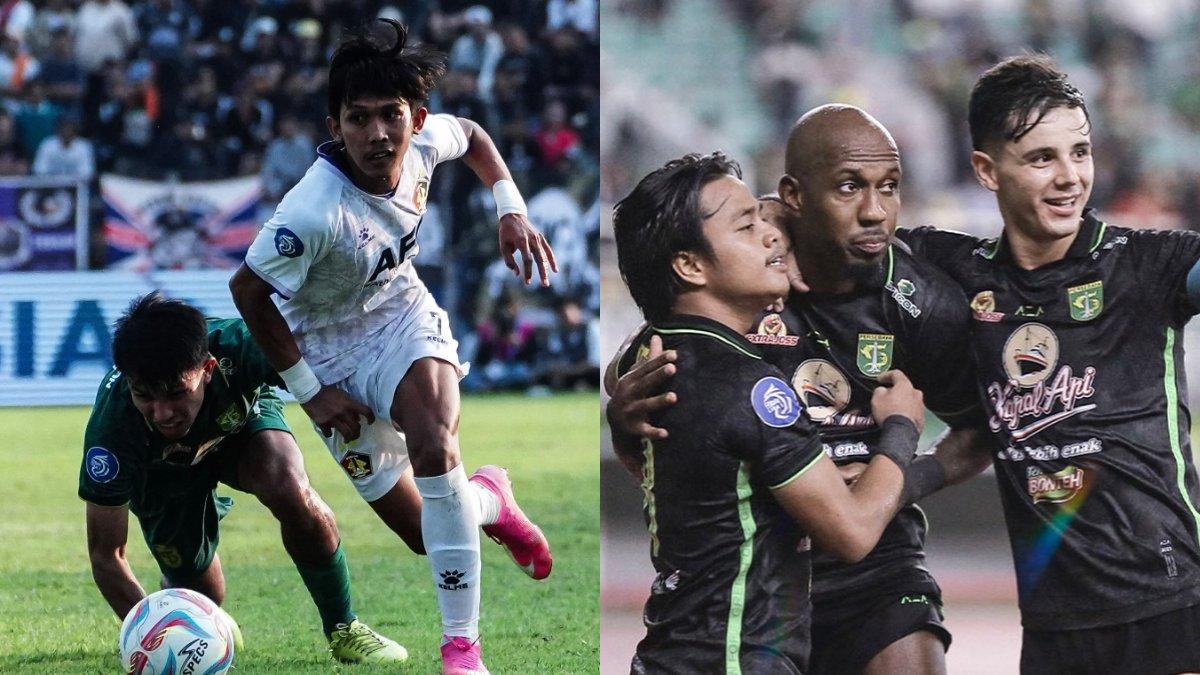 Kolase foto bek kiri Persik Kediri, Yusuf Meilana (kiri) yang kabarnya diincar oleh Persebaya Surabaya (kanan) untuk gelaran Liga 1 2024.