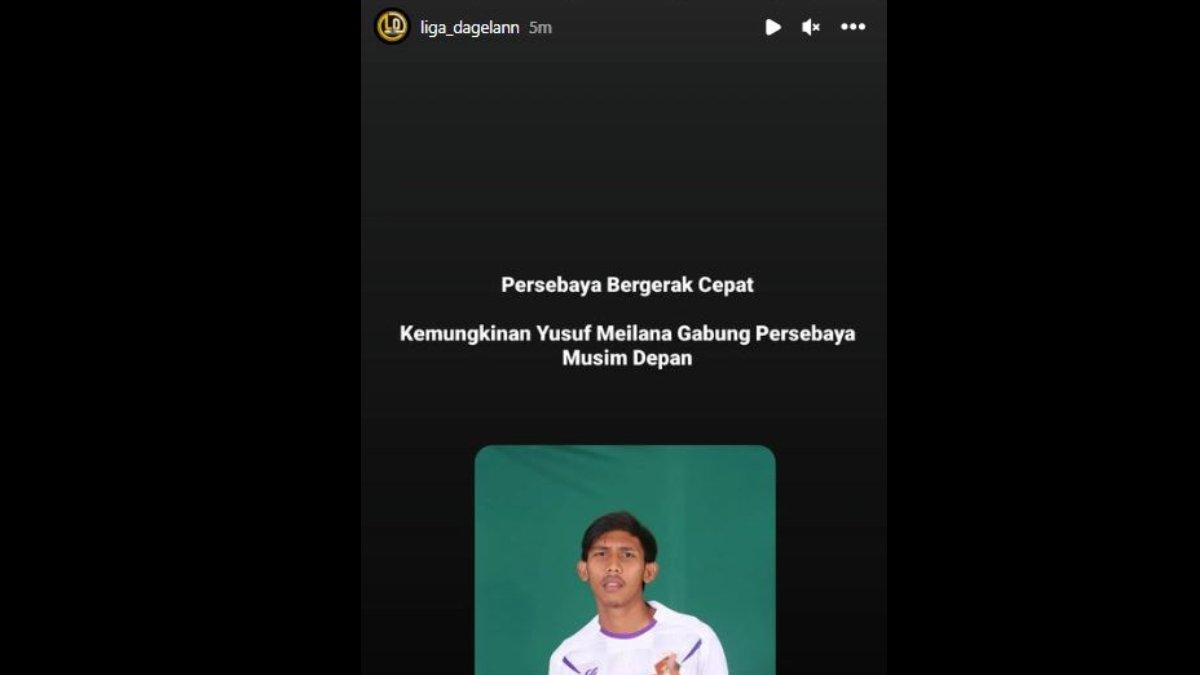 Rumor bek kiri Persik Kediri, yakni Yusuf Meilana dikabarkan bakal merapat ke Persebaya Surabaya di Liga 1 2024 mendatang, Selasa 12 Desember 2023.