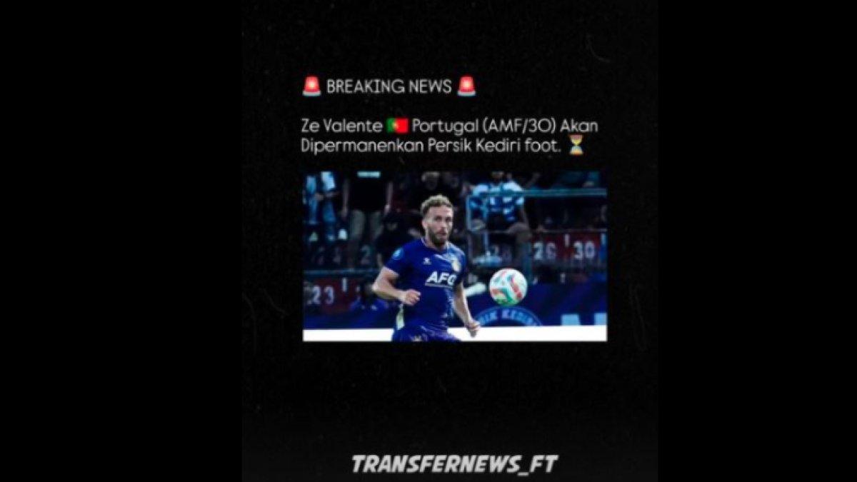 Rumor pemain pinjaman dari Persebaya Surabaya, yakni Ze Valente yang santer dipermanenkan Persik Kediri di Liga 1 2024, Senin (23/12).