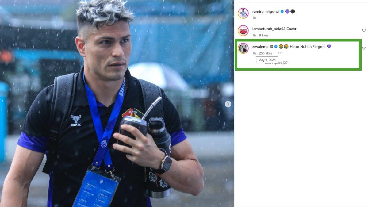 AKSI KOCAK ZE VALENTE - Ze Valente tiru Bobotoh ucap terima kasih ke Ramiro Fergonzi.