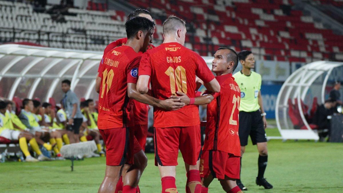 Potret selebrasi para pemain Persija Jakarta di gelaran Liga 1 2023.