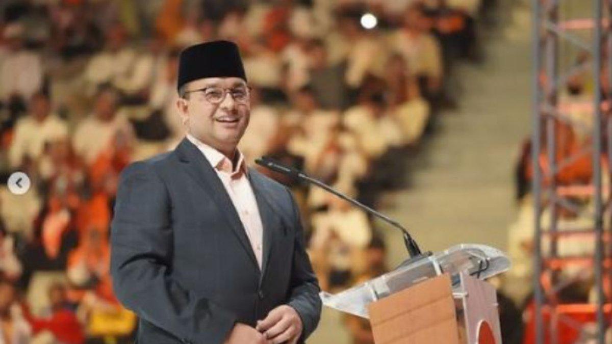 Anies Baswedan saat berpidato dalam acara Milad ke-21 PKS, Sabtu (20/5/2023).