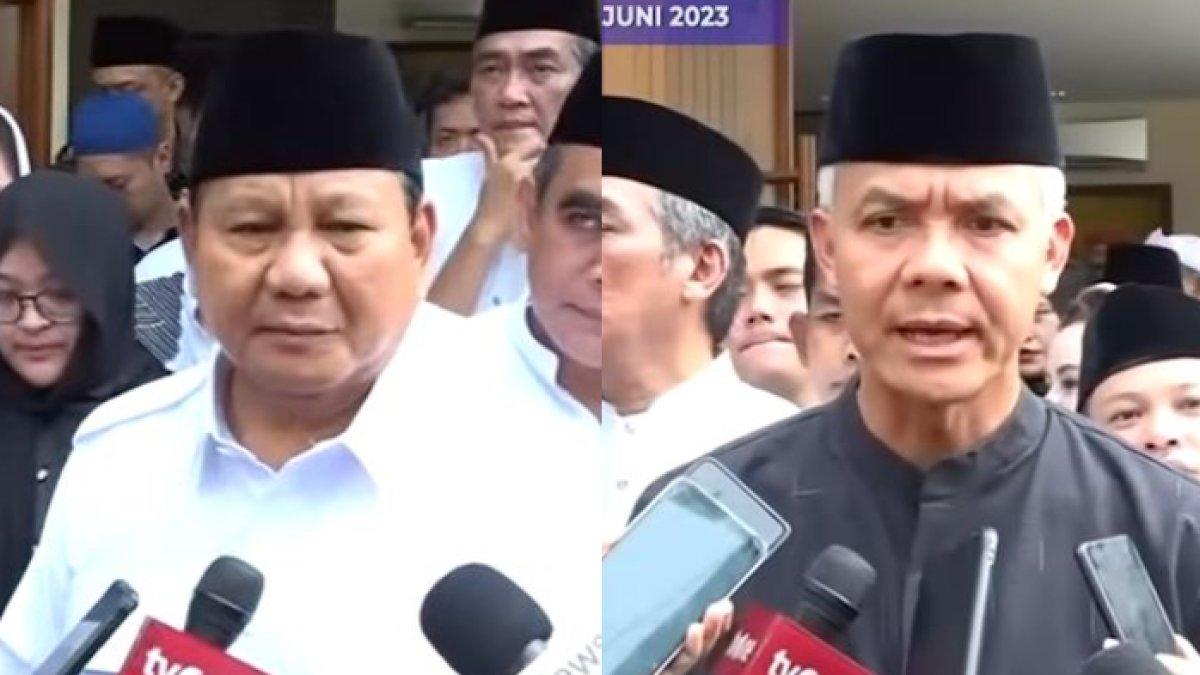 Bacapres Partai Gerindra Prabowo Subianto (kiri) dan Bacapres PDIP Ganjar Pranowo. Terbaru, Prabowo ingin jadikan Ganjar sebagai wakil presiden, Jumat (30/6/2023). 