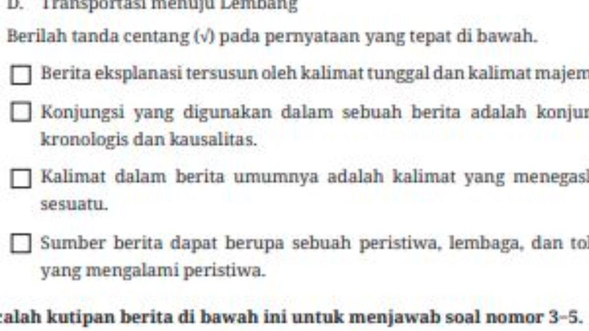 KUNCI JAWABAN - Soal nomor 2 Buku Bahasa Indonesia Kelas 9 SMP Kurikulum Merdeka.