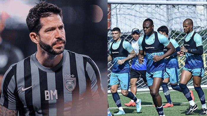 Benjamin Mora (kiri) dan skuad Persib Bandung (kanan) pada postingan Instagram @misterbenjaminmora @persib. Benjamin Mora dikabarkan merapat ke Persib Bandung.