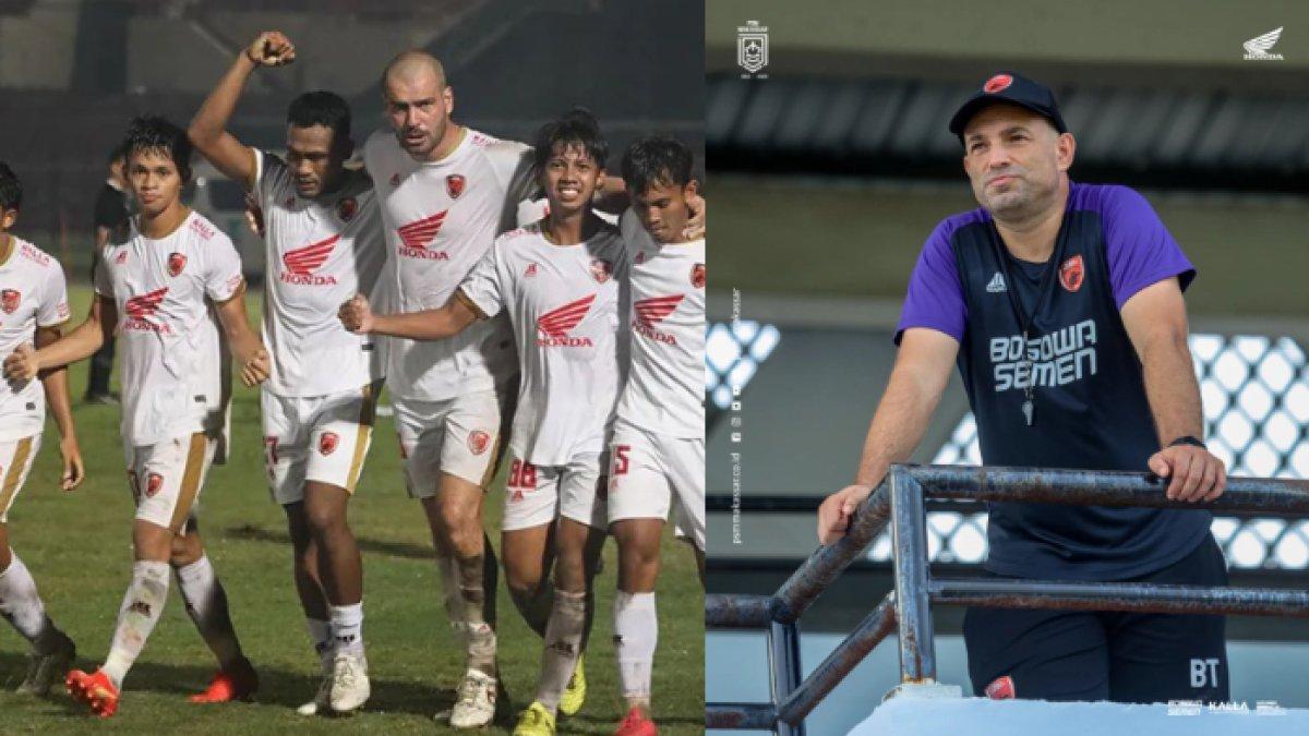 Skuad PSM Makassar (kiri) dan pelatih Juku Eja Bernardo Tavares (kanan). Sinyal transfer kejutan PSM Makassar.