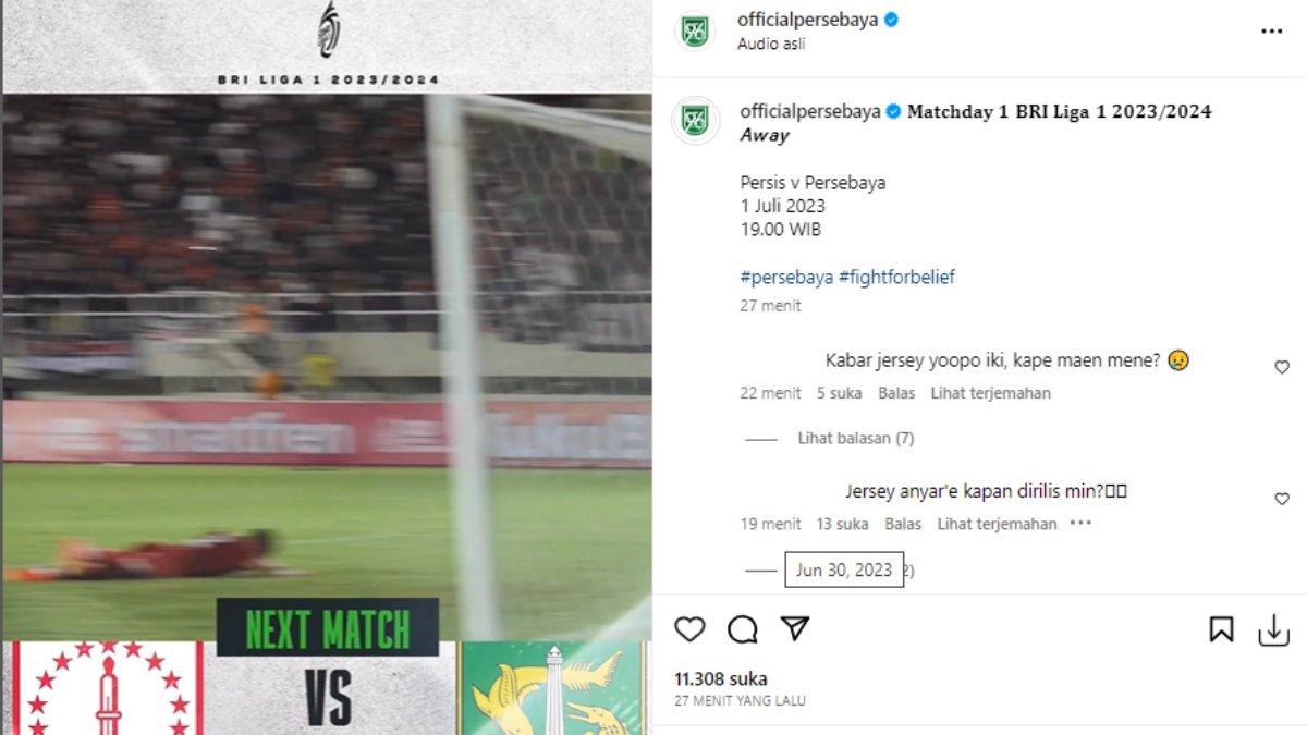 Bonek Mania tagih jersey anyar Persebaya Surabaya Musim 2023/2024.