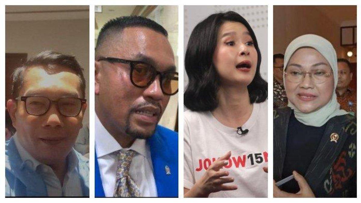 Beberapa nama kandidat cagub DKI Jakarta: eks Gubernur Jawa Barat, Ridwan Kamil; Bendahara Umum NasDem, Ahmad Sahroni; Wakil Ketua Dewan Pembina PSI, Grace Natalie; dan Menteri Ketenagakerjaan (Menaker), Ida Fauziyah.