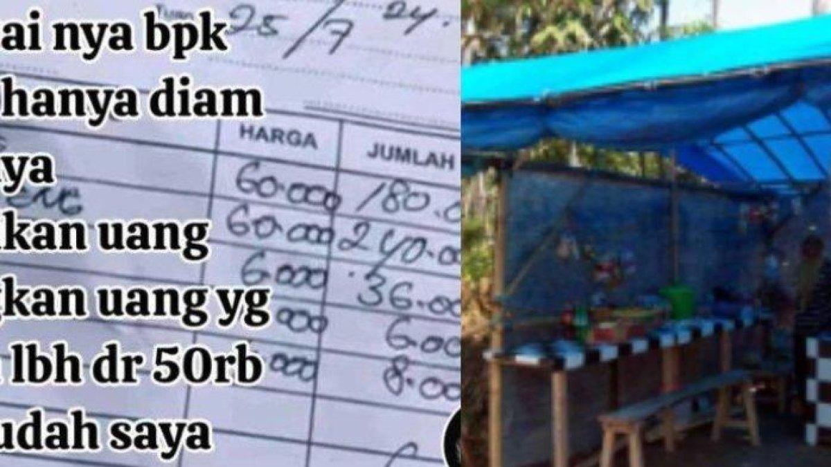 Curhatan wisatawan luar kota yang syok setelah makan di warung tenda sebanyak 3 porsi malah habis Rp 500 ribu lebih, dikembalikan hanya Rp 50 ribu.