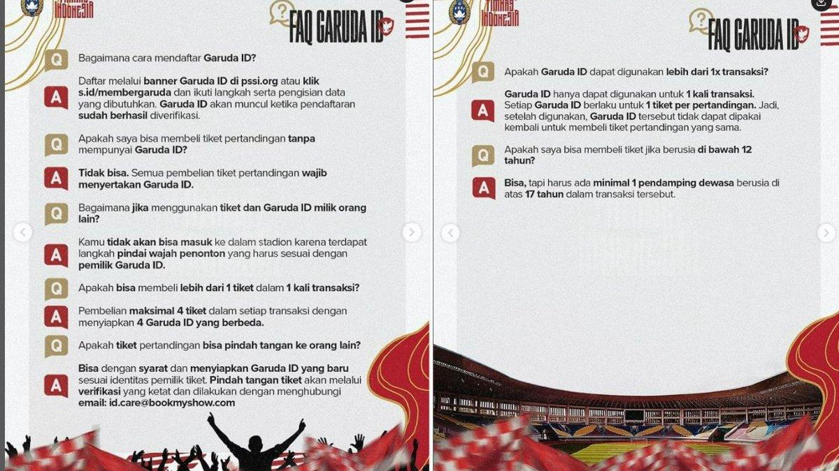 Cara daftar dan sejumlah pertanyaan terkait pembelian tiket nonton Timnas Indonesia via Garuda ID