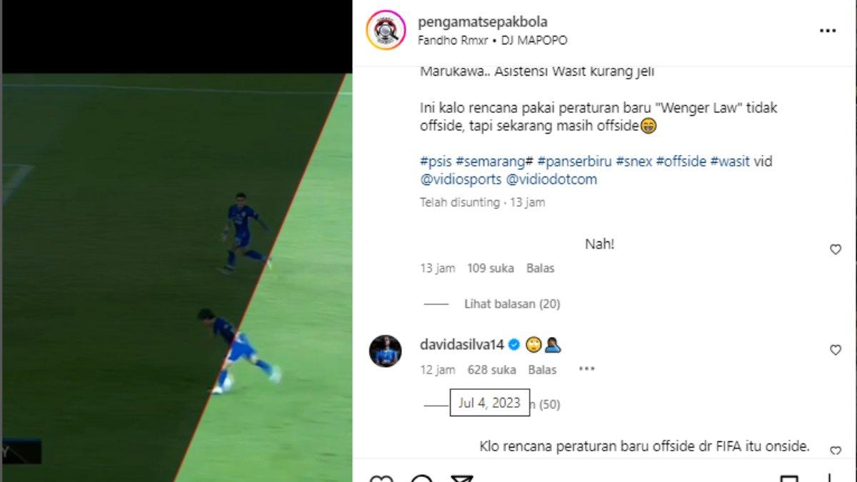 David da Silva komentari gol berbau offside Gali Freitas ke gawang Bhayangkara FC.