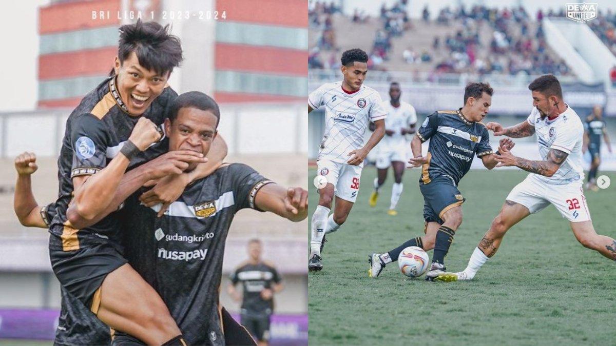 Momen Pertandingan Dewa United VS Arema FC pada Minggu (2/7/2023).