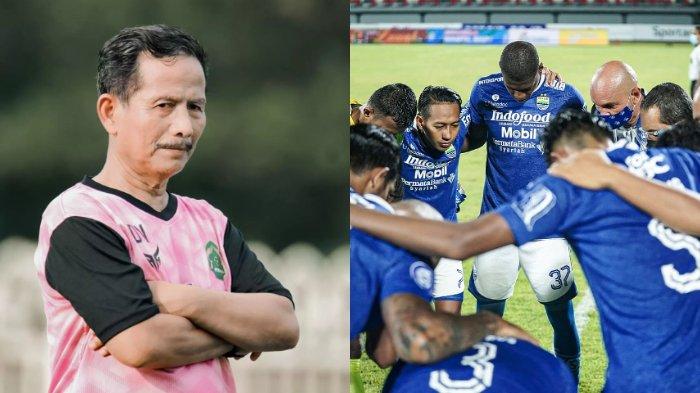Pelatih Persikabo 1973, Djajang Nurdjaman (kiri) dan skuad Persib Bandung di Liga 1 2021 (kanan) pada postingan Instagram @officialpersikabo @persib. Djajang Nurdjaman ajak reuni mantan penggawa Persib Bandung.