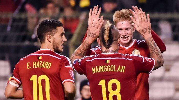 Eden Hazard, Radja Nainggolan dan Kevin De Bruyne saat sama-sama membela Timnas Belgia