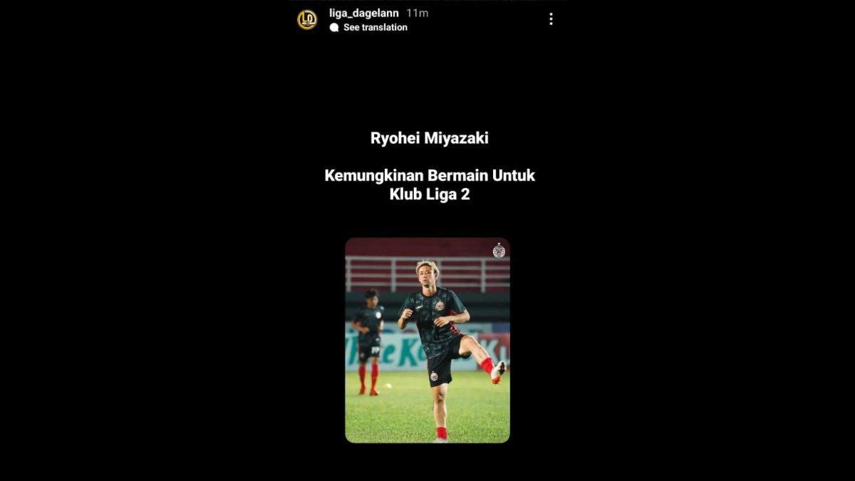 Rumor bergabungnya eks pemain seleksi Persija Jakarta, Ryohei Miyazaki ke Liga 2 2023.