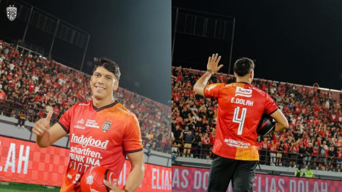 Elias Dolah resmi diperkenalkan Bali United tepat sebelum pertandingan melawan PSM Makassar dalam play-off Liga Champions Asia di Stadion Kapten I Wayan Dipta, Gianyar, Bali, Selasa (6/6/2023).
